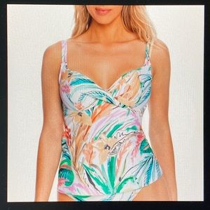 Birdsong Underwire Slimming Tropical Tankini Swim Top Lanai Size 42DDD